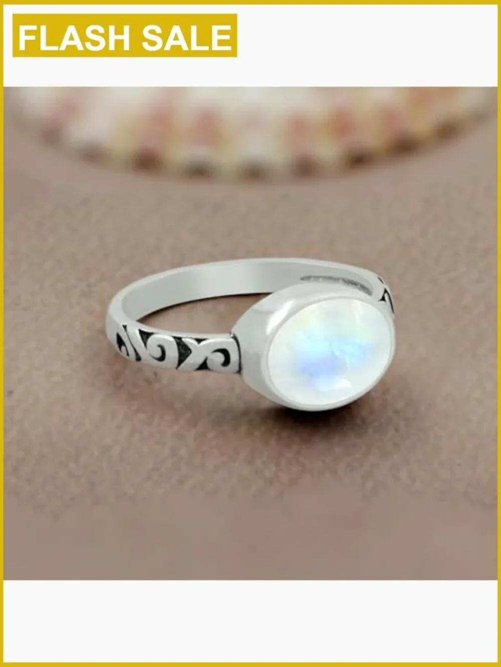 Oval Moonstone Statement Ring - 925 Silver Plated Handmade Jewelry Gift for